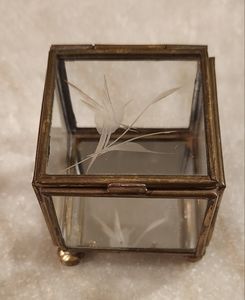 Vintage Glass and Brass Trinket Box